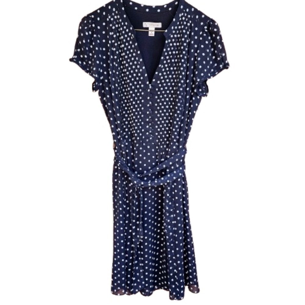 Womens 6P Black White Polka Dot Short Cap Sleeve Coquette Soft Girl Dress